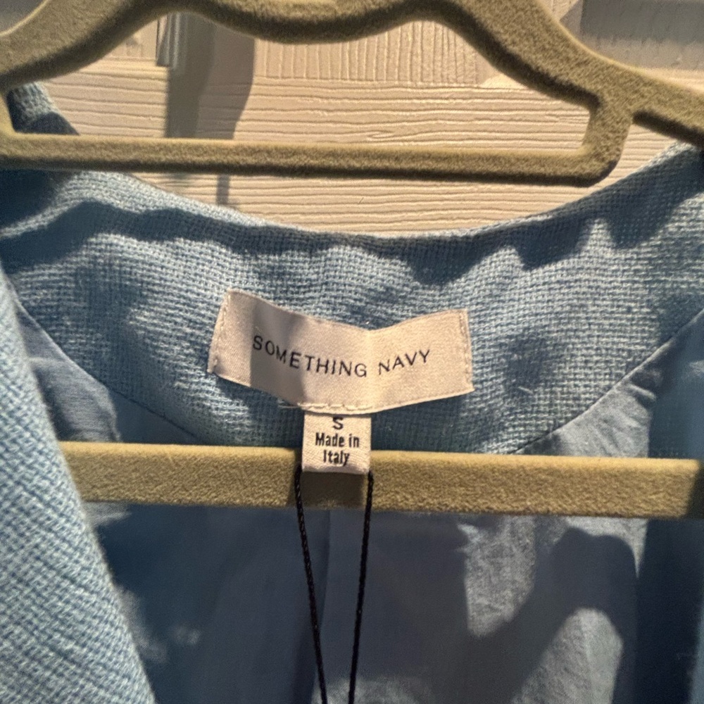 Something Navy Light Blue Puff Shoulder Blazer